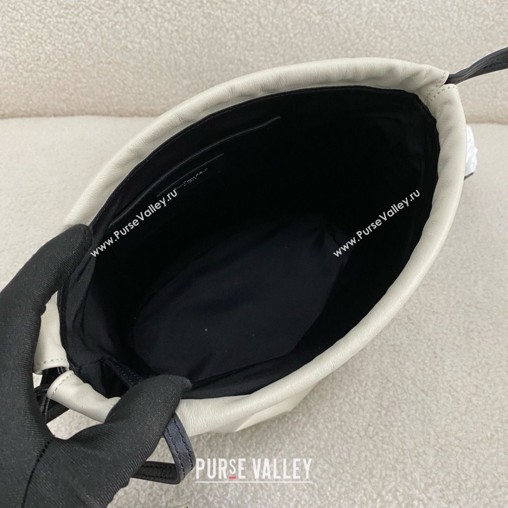 saint laurent rive gauche laced bucket bag in smooth leather white 2024(original quality) (bige-240407-10)