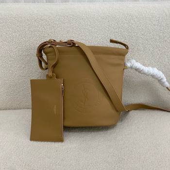 saint laurent rive gauche laced bucket bag in smooth leather brown 2024(original quality) (bige-240407-09)