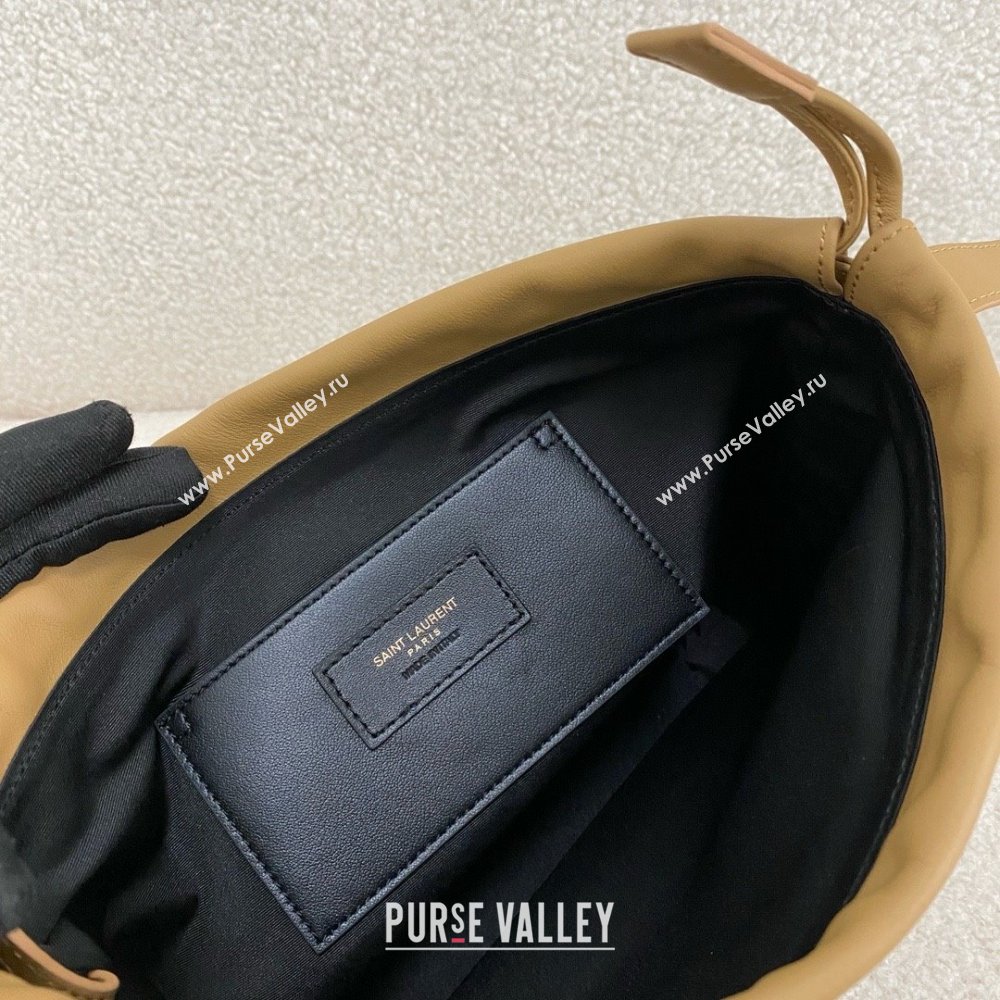 saint laurent rive gauche laced bucket bag in smooth leather brown 2024(original quality) (bige-240407-09)