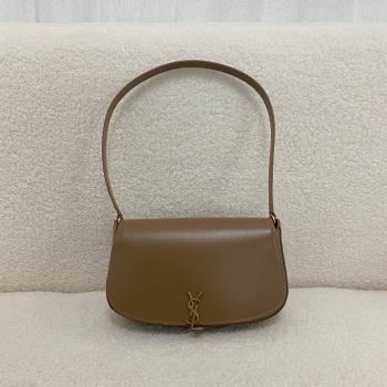 saint laurent mini voltaire bag in calfskin dark cork 2024(original quality) (bige-240407-05)