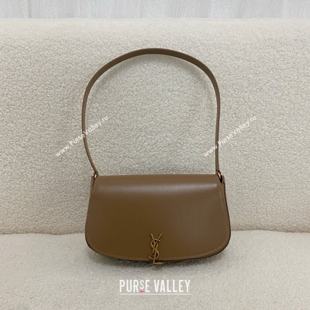 saint laurent mini voltaire bag in calfskin dark cork 2024(original quality) (bige-240407-05)