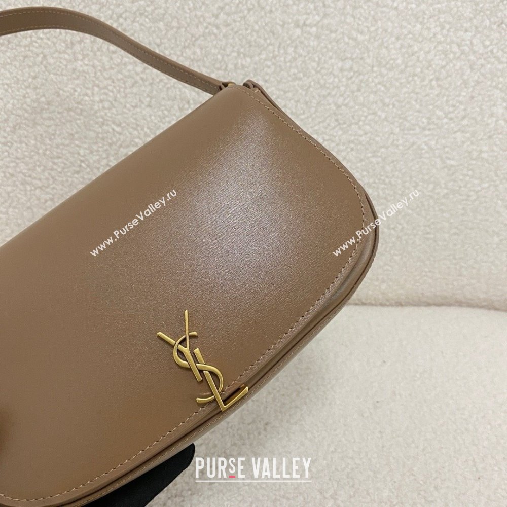 saint laurent mini voltaire bag in calfskin dark cork 2024(original quality) (bige-240407-05)