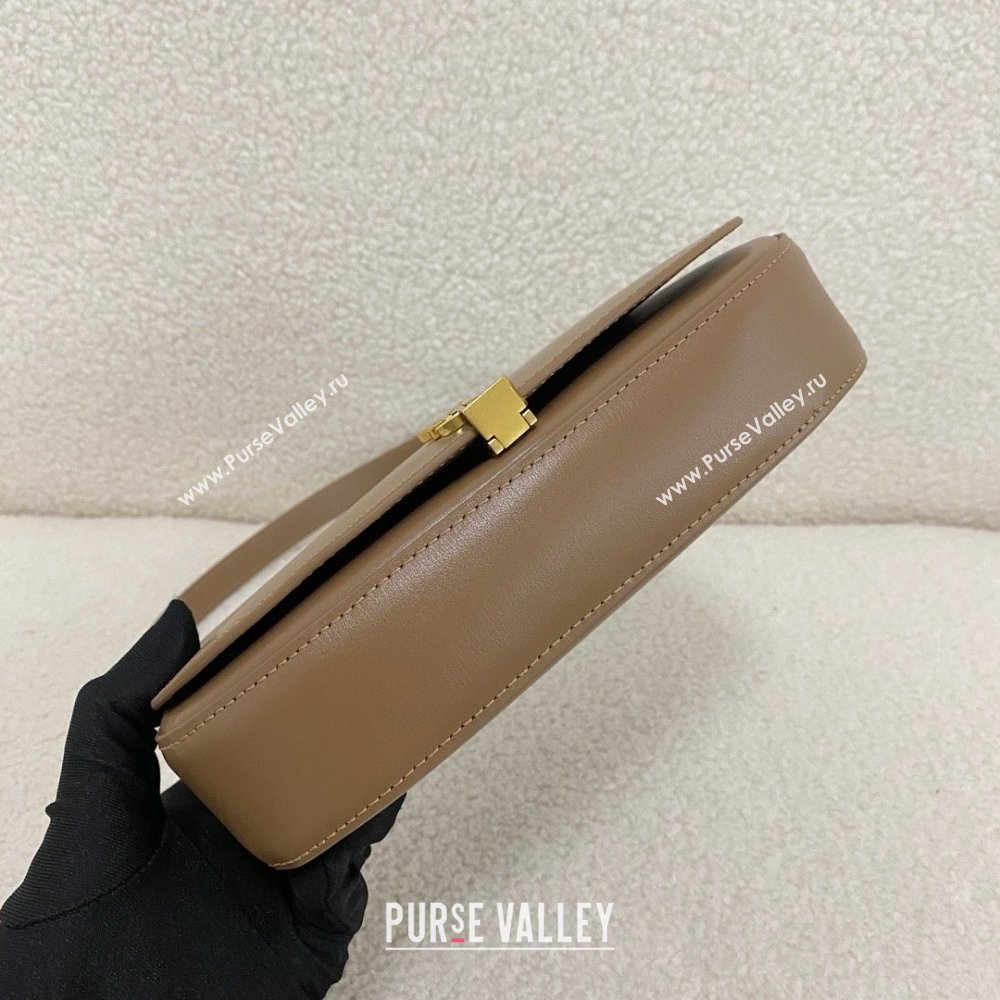 saint laurent mini voltaire bag in calfskin dark cork 2024(original quality) (bige-240407-05)