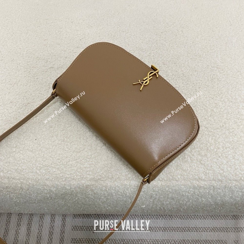 saint laurent mini voltaire bag in calfskin dark cork 2024(original quality) (bige-240407-05)