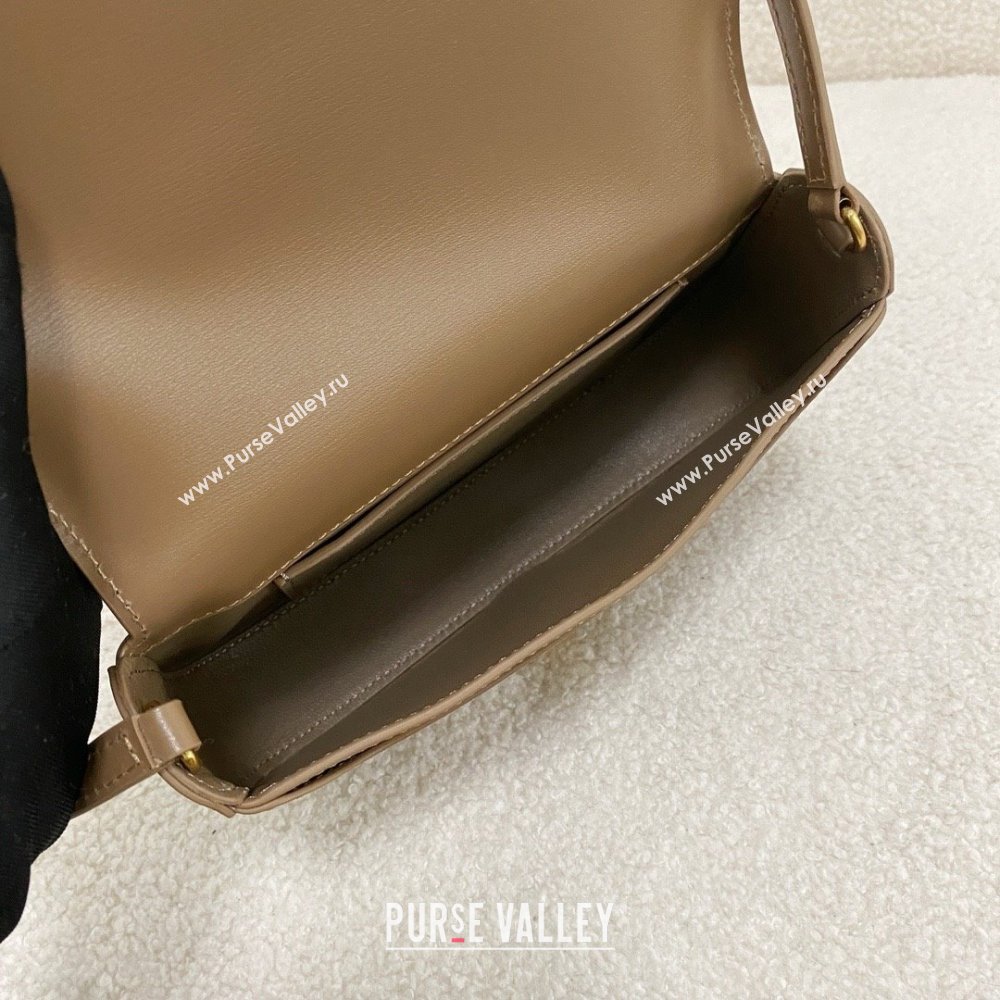 saint laurent mini voltaire bag in calfskin dark cork 2024(original quality) (bige-240407-05)