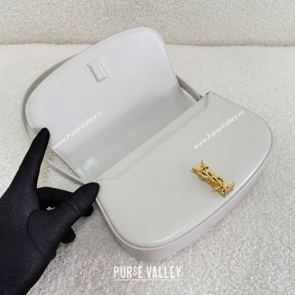 saint laurent mini voltaire bag in calfskin white 2024(original quality) (bige-240407-06)