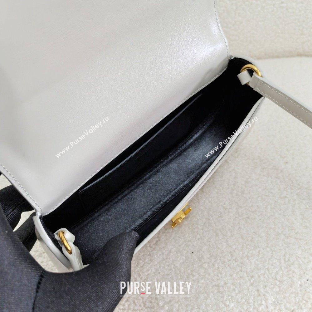 saint laurent mini voltaire bag in calfskin white 2024(original quality) (bige-240407-06)