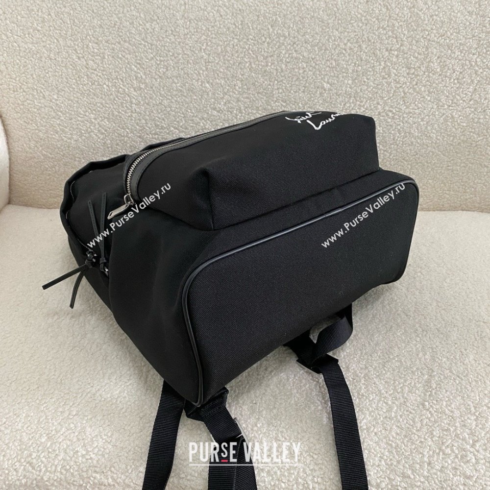 saint laurent embroidered city backpack in canvas black 2024(original quality) (bige-240407-11)