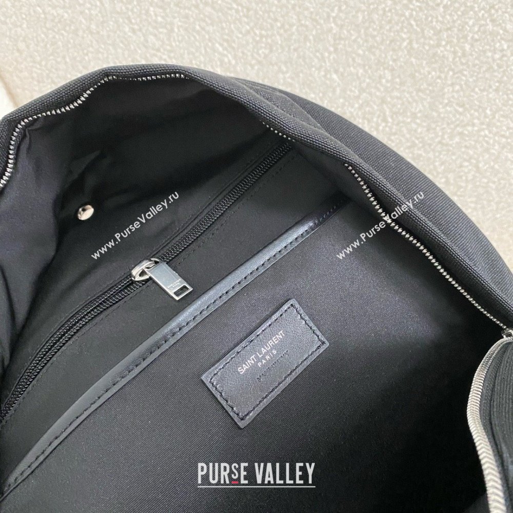 saint laurent embroidered city backpack in canvas black 2024(original quality) (bige-240407-11)