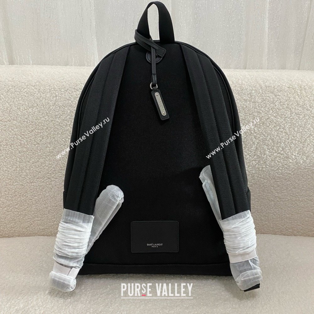 Saint Laurent city backpack Bag in canvas, nylon and leather 534967 Black (bige-240407-12)