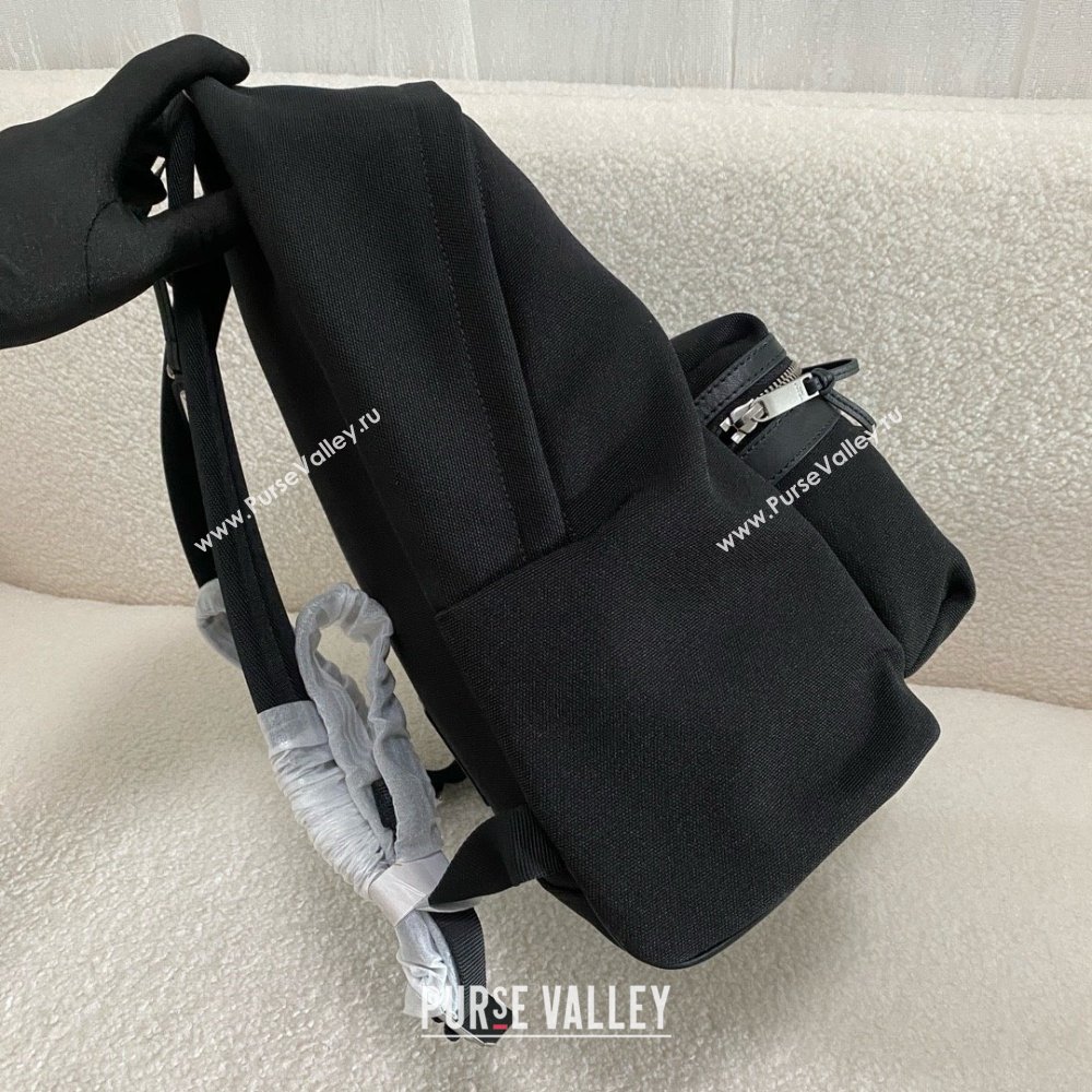 Saint Laurent city backpack Bag in canvas, nylon and leather 534967 Black (bige-240407-12)