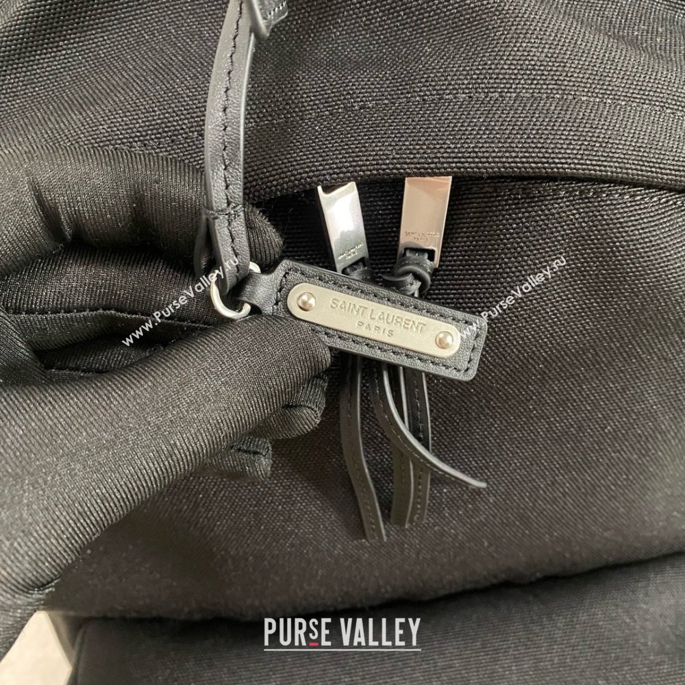 Saint Laurent city backpack Bag in canvas, nylon and leather 534967 Black (bige-240407-12)