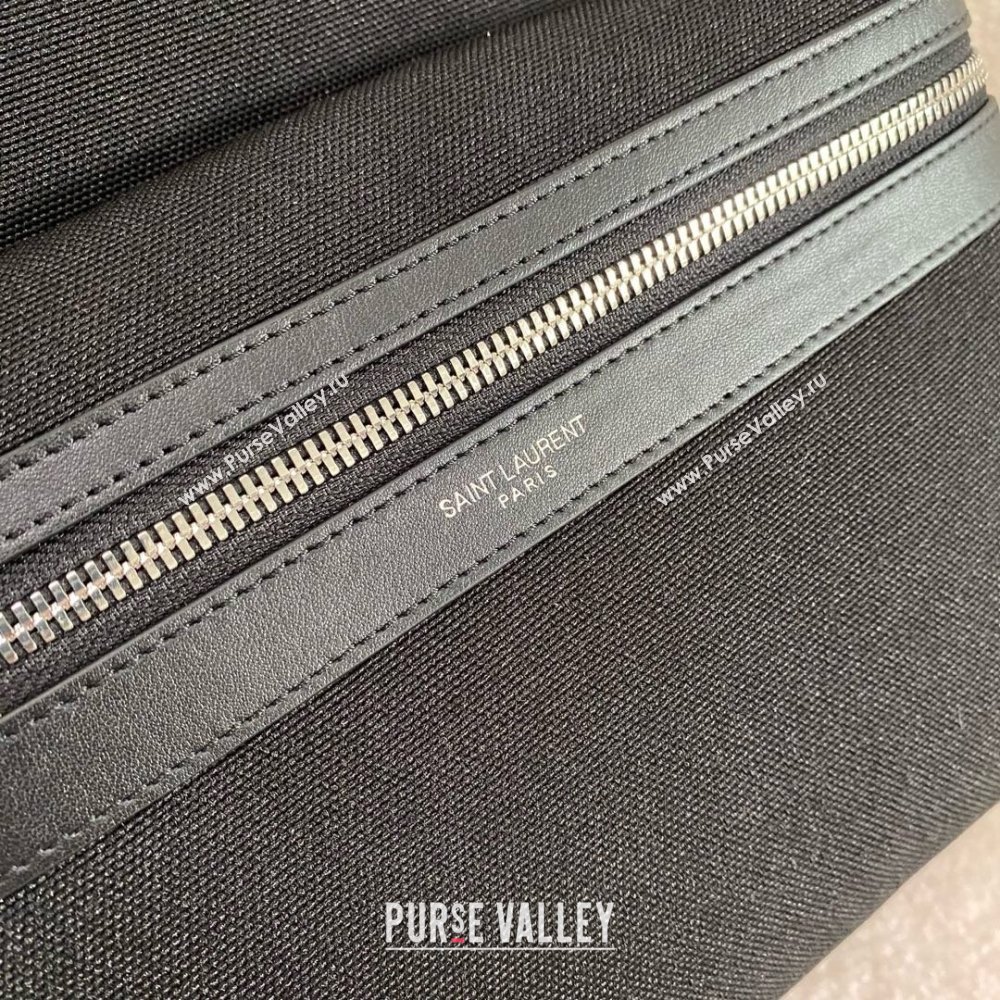 Saint Laurent city backpack Bag in canvas, nylon and leather 534967 Black (bige-240407-12)