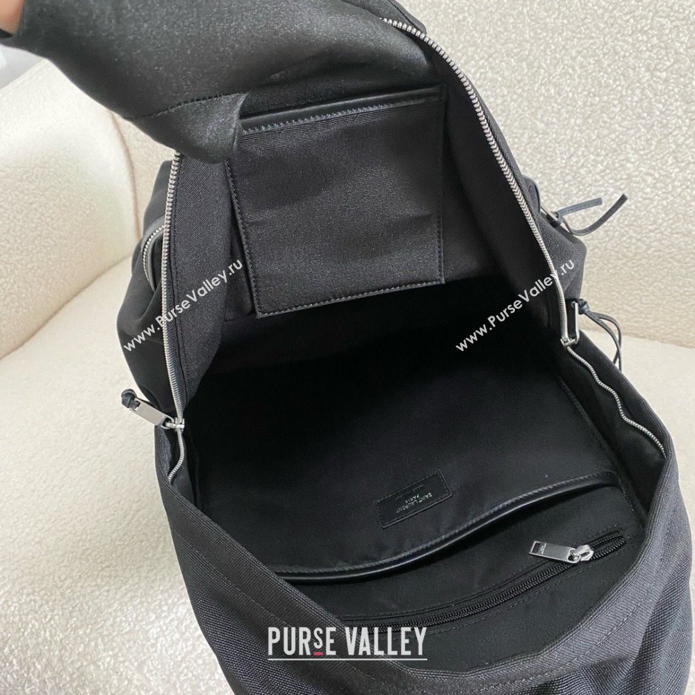 Saint Laurent city backpack Bag in canvas, nylon and leather 534967 Black (bige-240407-12)