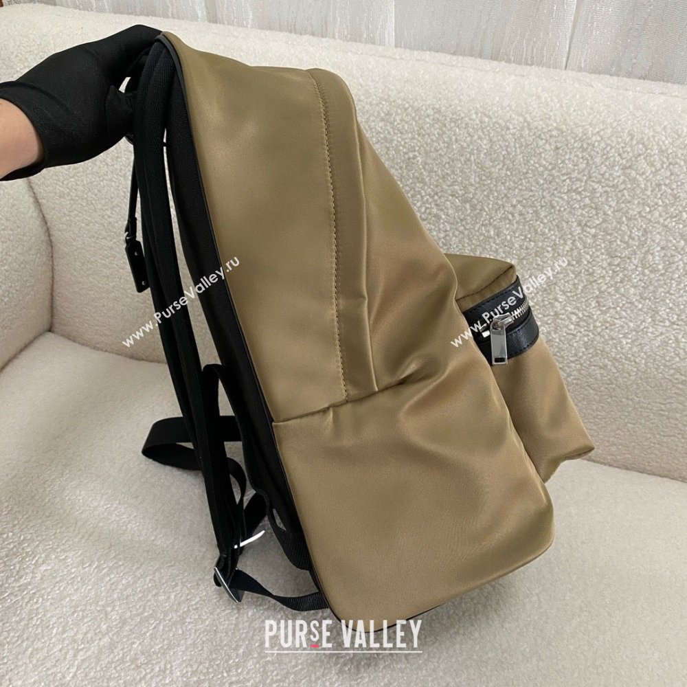 Saint Laurent city backpack Bag in canvas, nylon and leather 534967 army green (bige-240407-13)