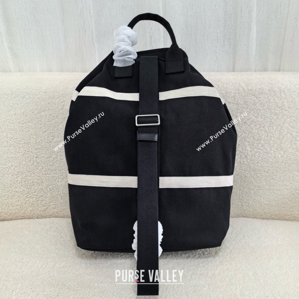 saint laurent rive gauche sling bag in canvas black/white 2024(original quality) (bige-240408-04)