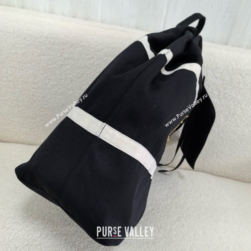 saint laurent rive gauche sling bag in canvas black/white 2024(original quality) (bige-240408-04)