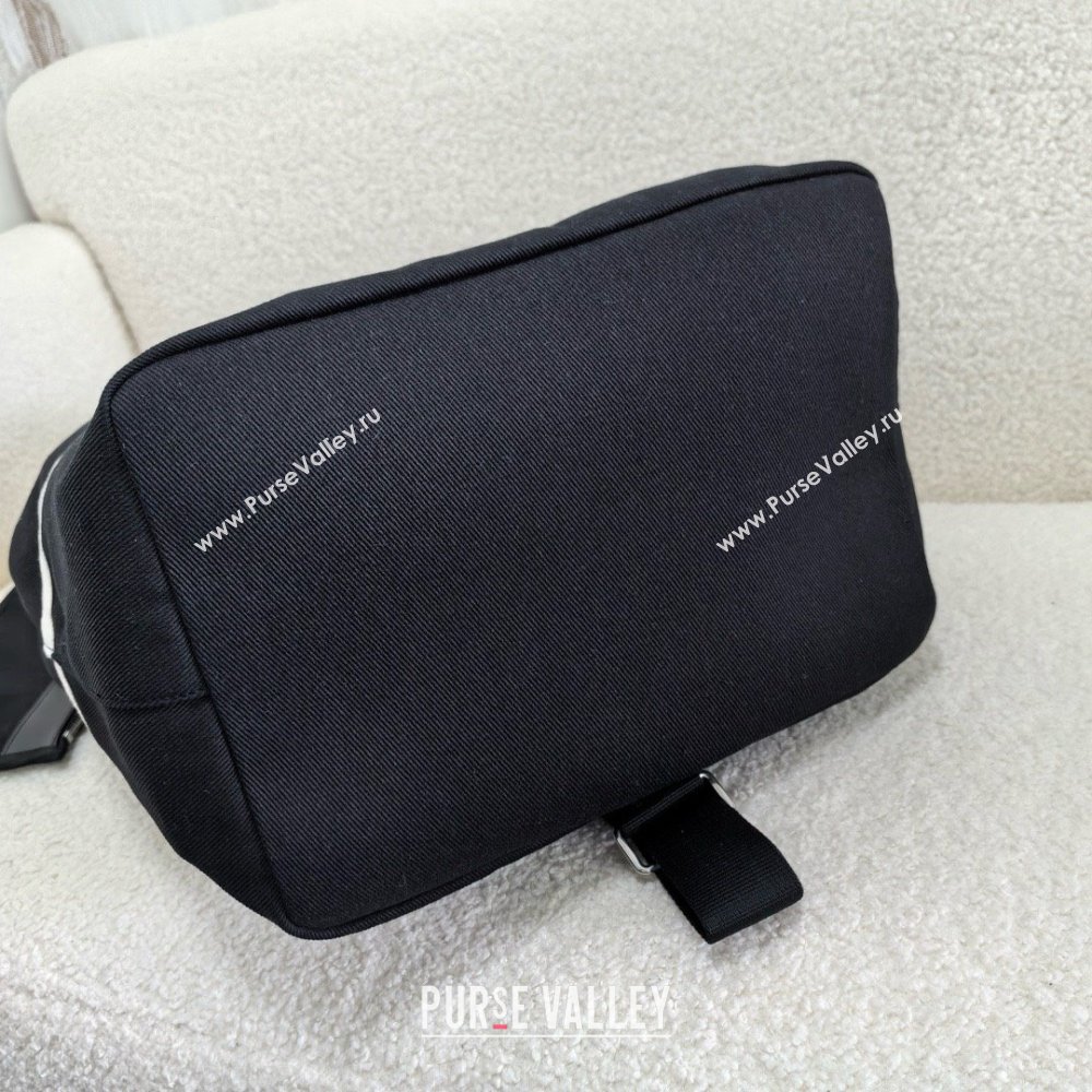 saint laurent rive gauche sling bag in canvas black/white 2024(original quality) (bige-240408-04)