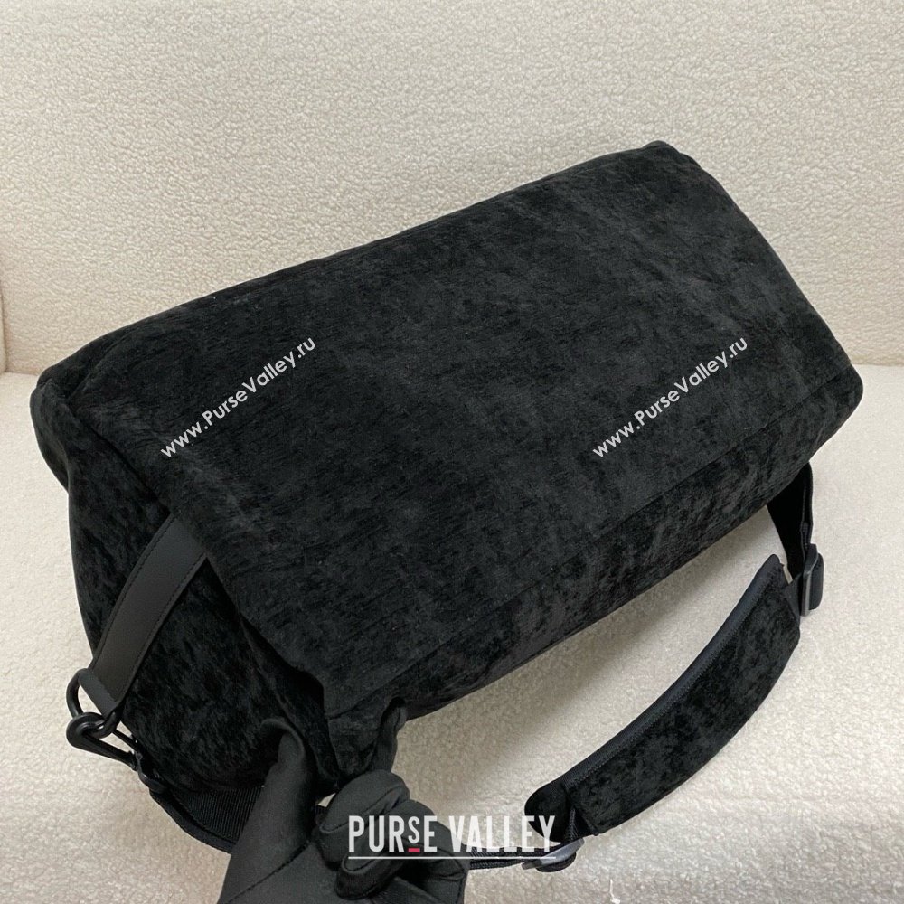 saint laurent jacquard duffle bag in canvas/calfskin black 2024(original quality) (bige-240408-11)