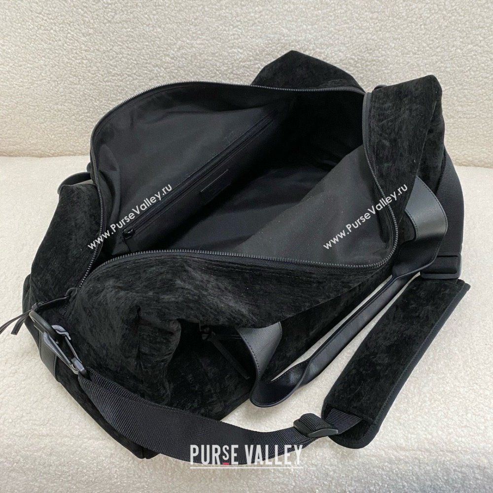 saint laurent jacquard duffle bag in canvas/calfskin black 2024(original quality) (bige-240408-11)