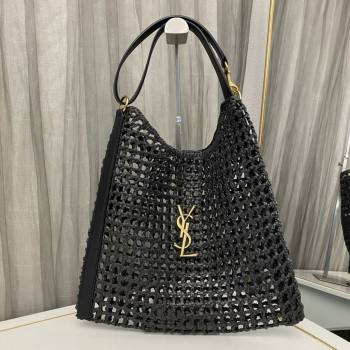 Saint Laurent oxalis bag in raffia macramé 781289 Black 2024(original quality) (hongsheng-240407-01)