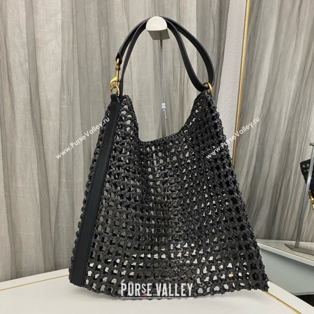 Saint Laurent oxalis bag in raffia macramé 781289 Black 2024(original quality) (hongsheng-240407-01)