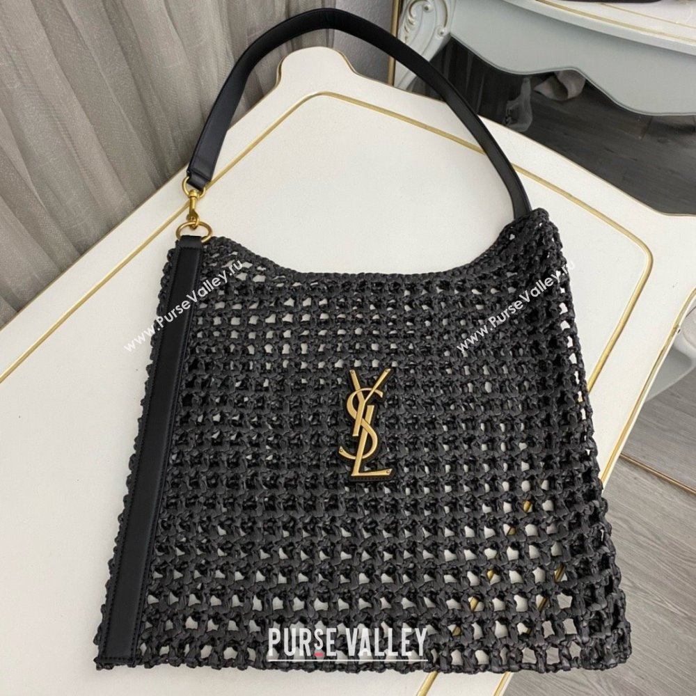 Saint Laurent oxalis bag in raffia macramé 781289 Black 2024(original quality) (hongsheng-240407-01)