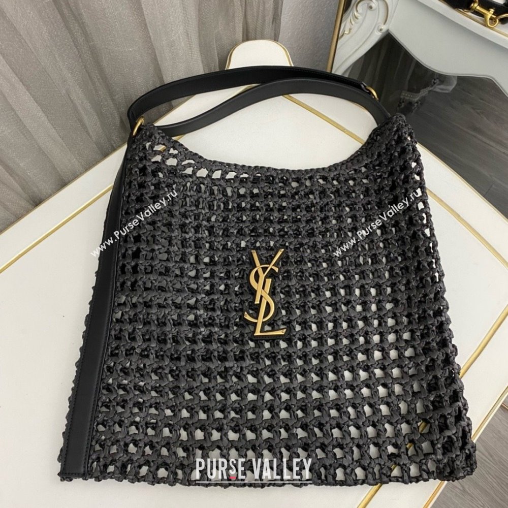 Saint Laurent oxalis bag in raffia macramé 781289 Black 2024(original quality) (hongsheng-240407-01)