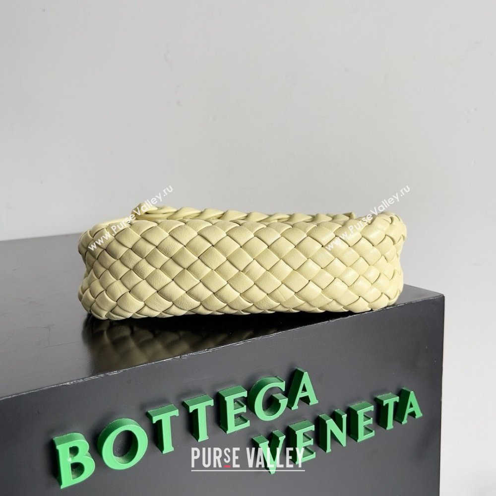 Bottega Veneta Mini Cobble Shoulder Bag in padded Intreccio leather pale yellow 2024 (misu-240407-02)