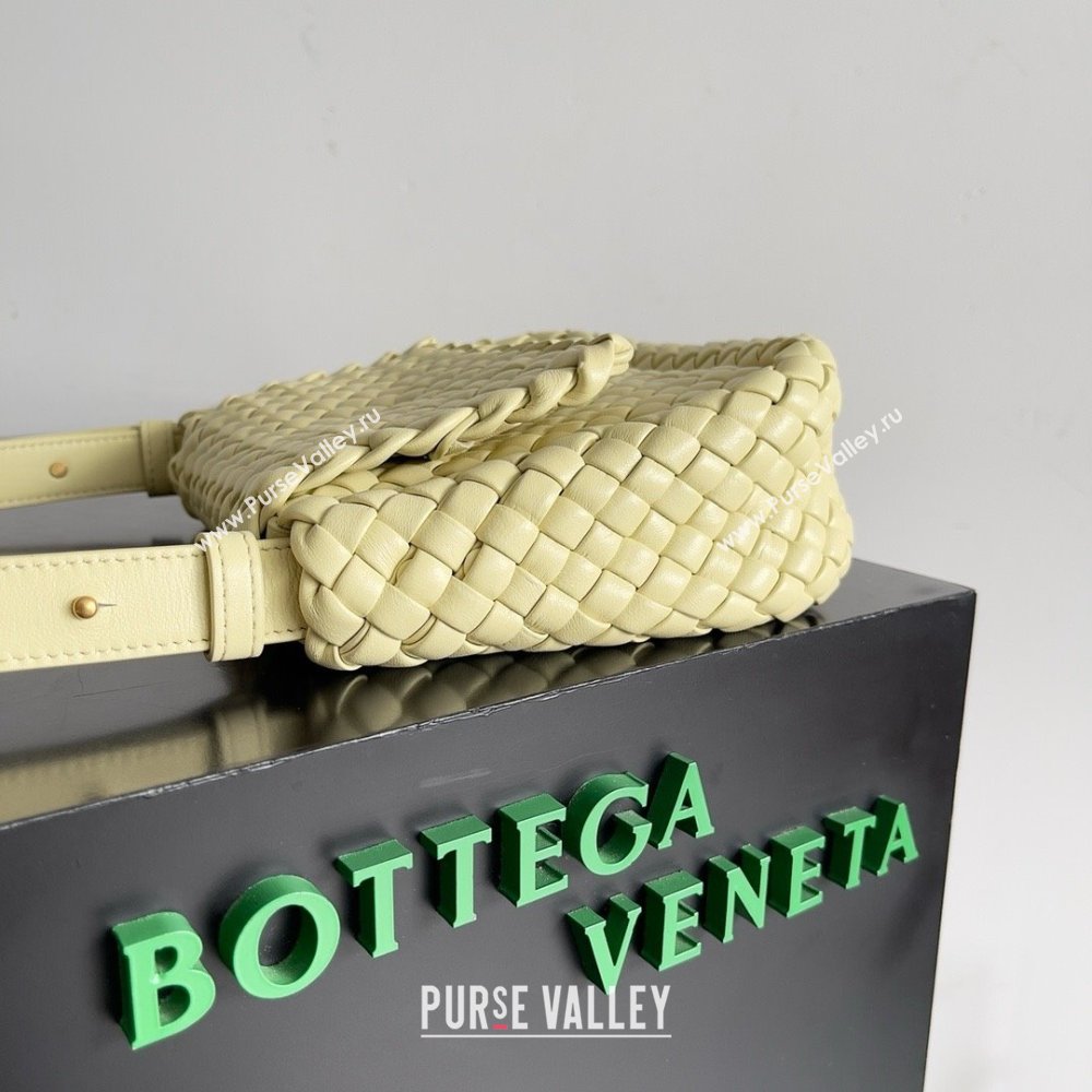 Bottega Veneta Mini Cobble Shoulder Bag in padded Intreccio leather pale yellow 2024 (misu-240407-02)