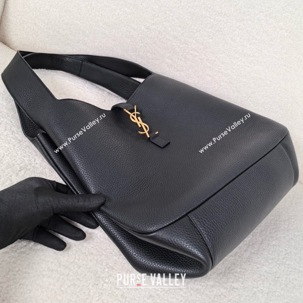 saint laurent le 5 à 7 bea bag in grained leather black 2024(original quality) (bige-240407-08)