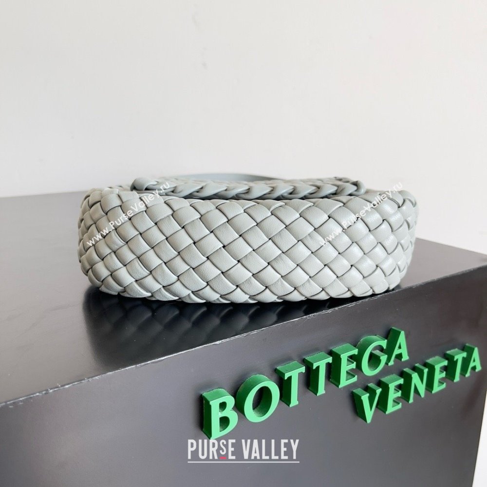 Bottega Veneta Mini Cobble Shoulder Bag in padded Intreccio leather pearl gray 2024 (misu-240407-01)