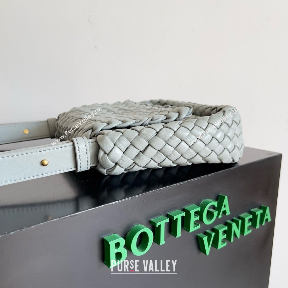 Bottega Veneta Mini Cobble Shoulder Bag in padded Intreccio leather pearl gray 2024 (misu-240407-01)