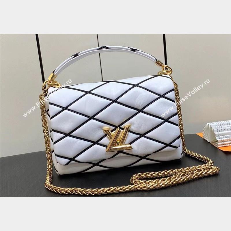 Louis Vuitton Lamb leather GO-14 MM Bag M22890 Black/White 2023 (weijian-23101913)