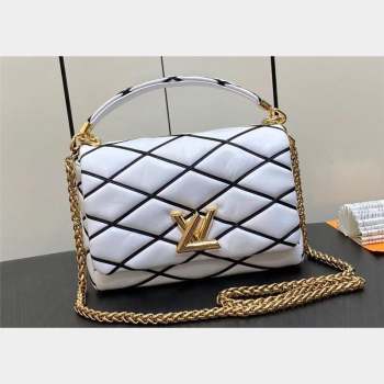 Louis Vuitton Lamb leather GO-14 MM Bag M22890 Black/White 2023 (weijian-23101913)