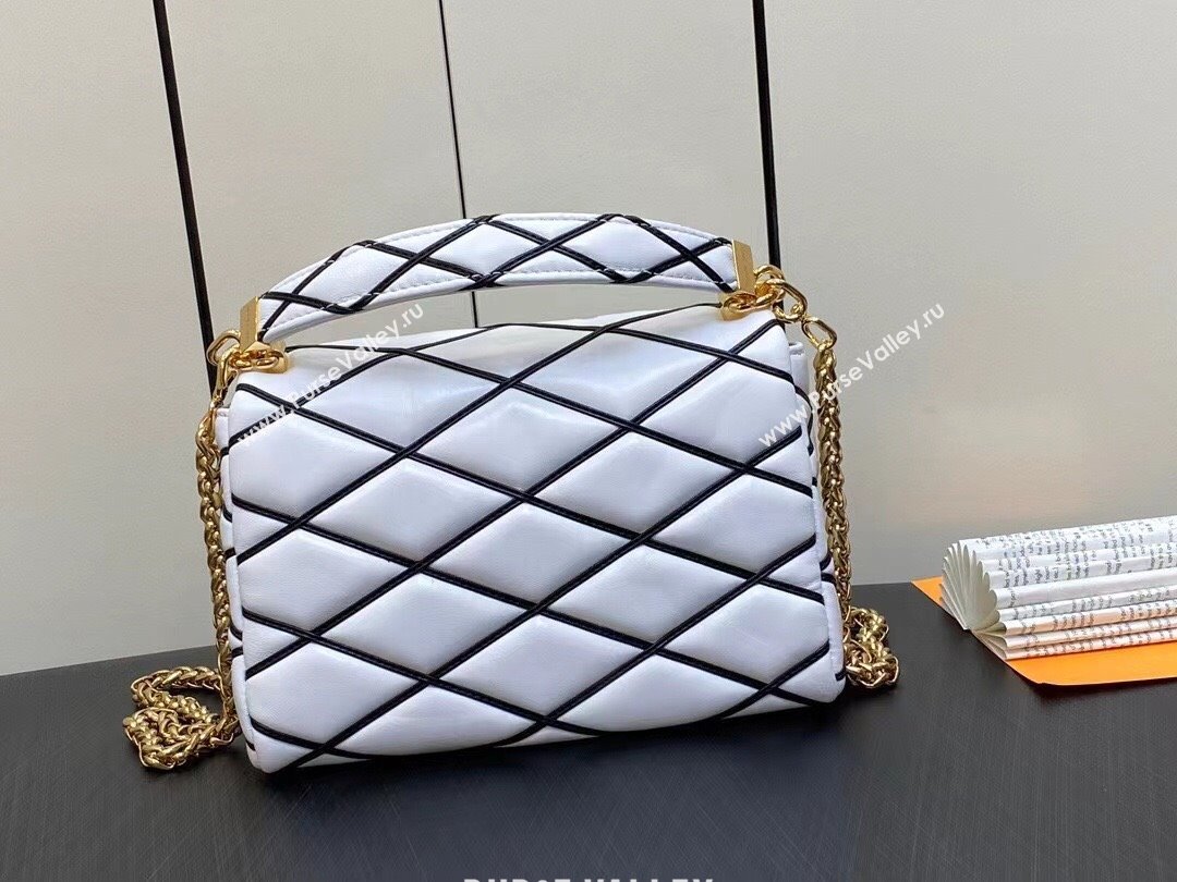 Louis Vuitton Lamb leather GO-14 MM Bag M22890 Black/White 2023 (weijian-23101913)