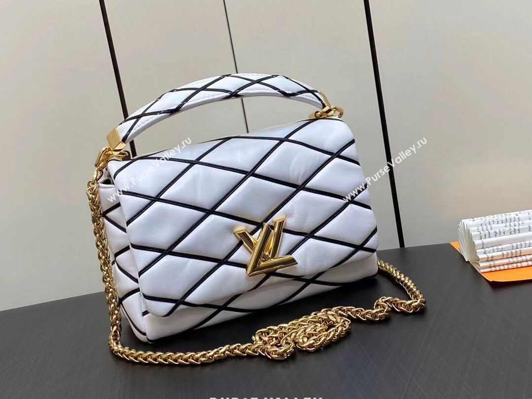 Louis Vuitton Lamb leather GO-14 MM Bag M22890 Black/White 2023 (weijian-23101913)