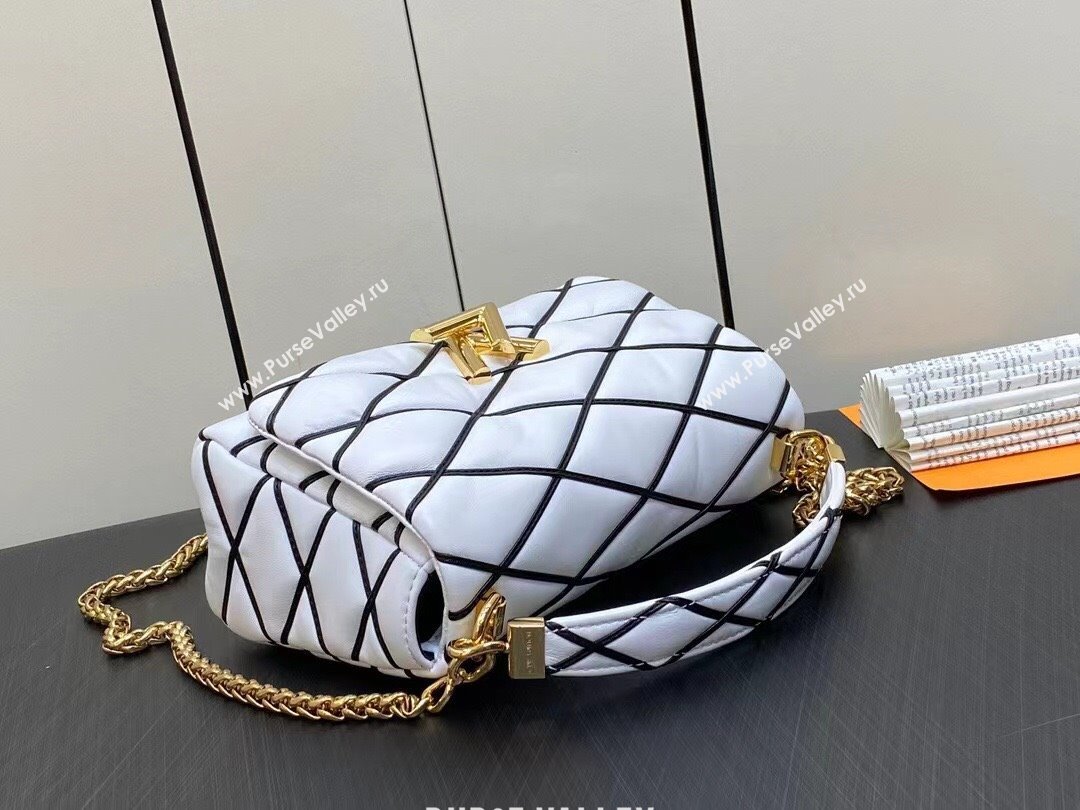 Louis Vuitton Lamb leather GO-14 MM Bag M22890 Black/White 2023 (weijian-23101913)