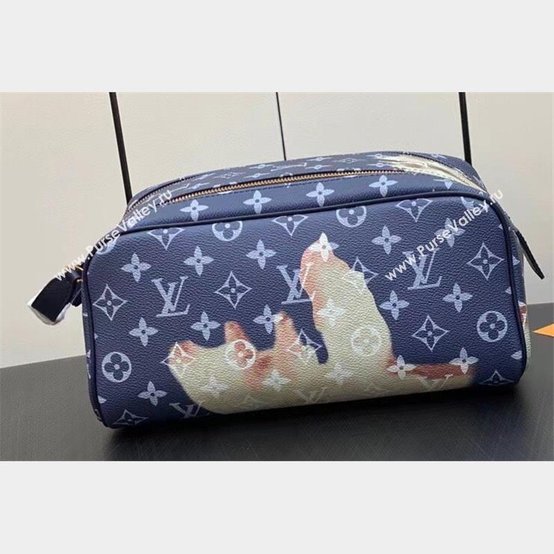 Louis Vuitton Monogram Canvas Dopp Kit Toilet Pouch Bag M46696 Blue 2023 (weijian-23101925)