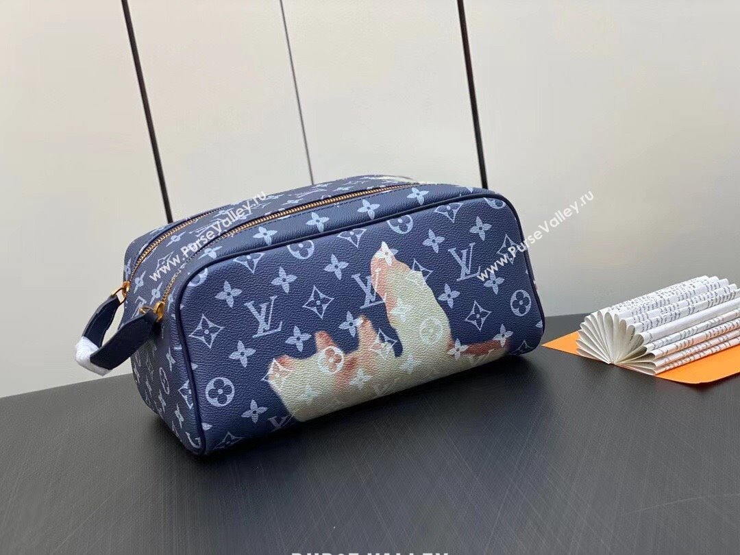 Louis Vuitton Monogram Canvas Dopp Kit Toilet Pouch Bag M46696 Blue 2023 (weijian-23101925)