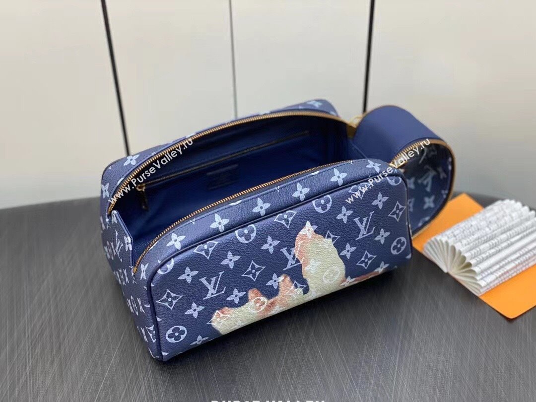Louis Vuitton Monogram Canvas Dopp Kit Toilet Pouch Bag M46696 Blue 2023 (weijian-23101925)