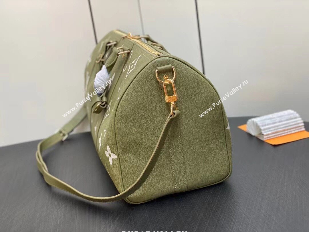 Louis Vuitton Monogram Empreinte leather Keepall Bandoulière 45 Bag M46671 Kaki 2023 (weijian-23101813)