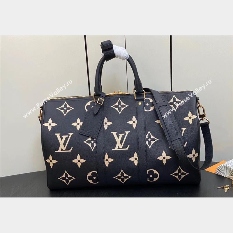 Louis Vuitton Monogram Empreinte leather Keepall Bandoulière 45 Bag M46670 Black 2023 (weijian-23101814)