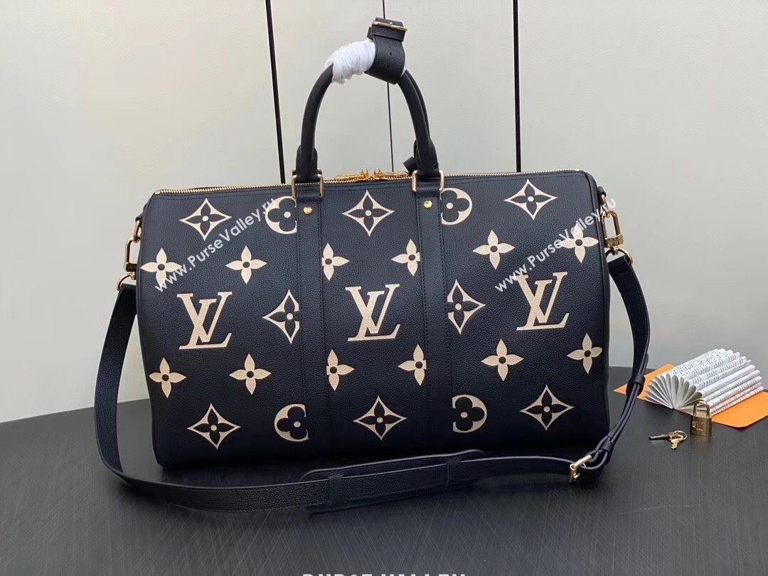 Louis Vuitton Monogram Empreinte leather Keepall Bandoulière 45 Bag M46670 Black 2023 (weijian-23101814)