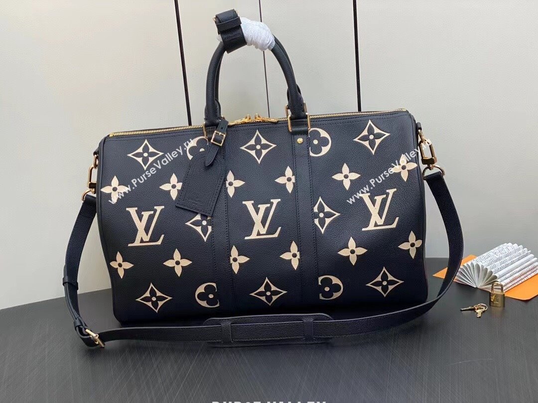 Louis Vuitton Monogram Empreinte leather Keepall Bandoulière 45 Bag M46670 Black 2023 (weijian-23101814)