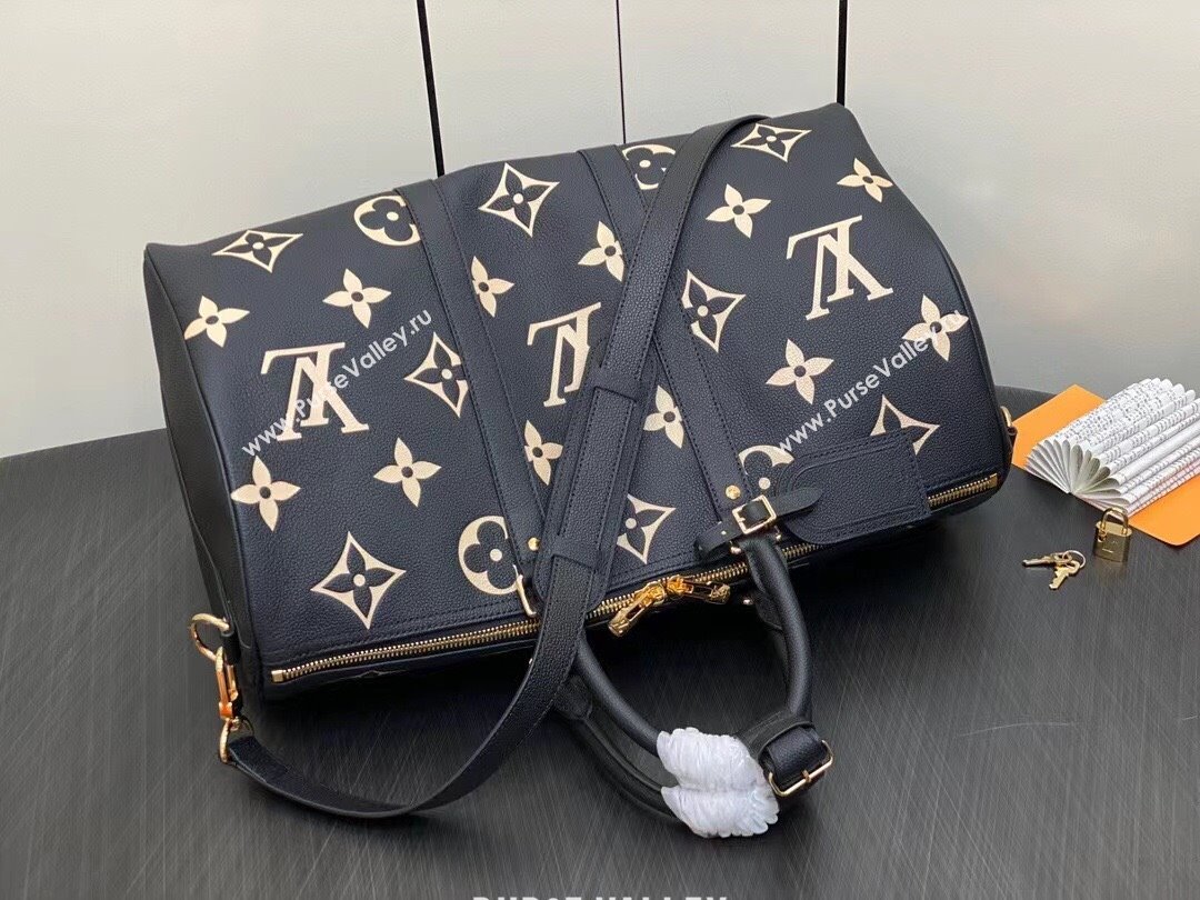 Louis Vuitton Monogram Empreinte leather Keepall Bandoulière 45 Bag M46670 Black 2023 (weijian-23101814)