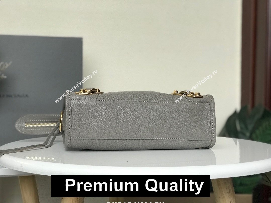 BALENCIAGA SHEEPSKIN CLASSIC METALLIC GOLD EDGE MINI CITY BAG ETAIN (3A025-2031)