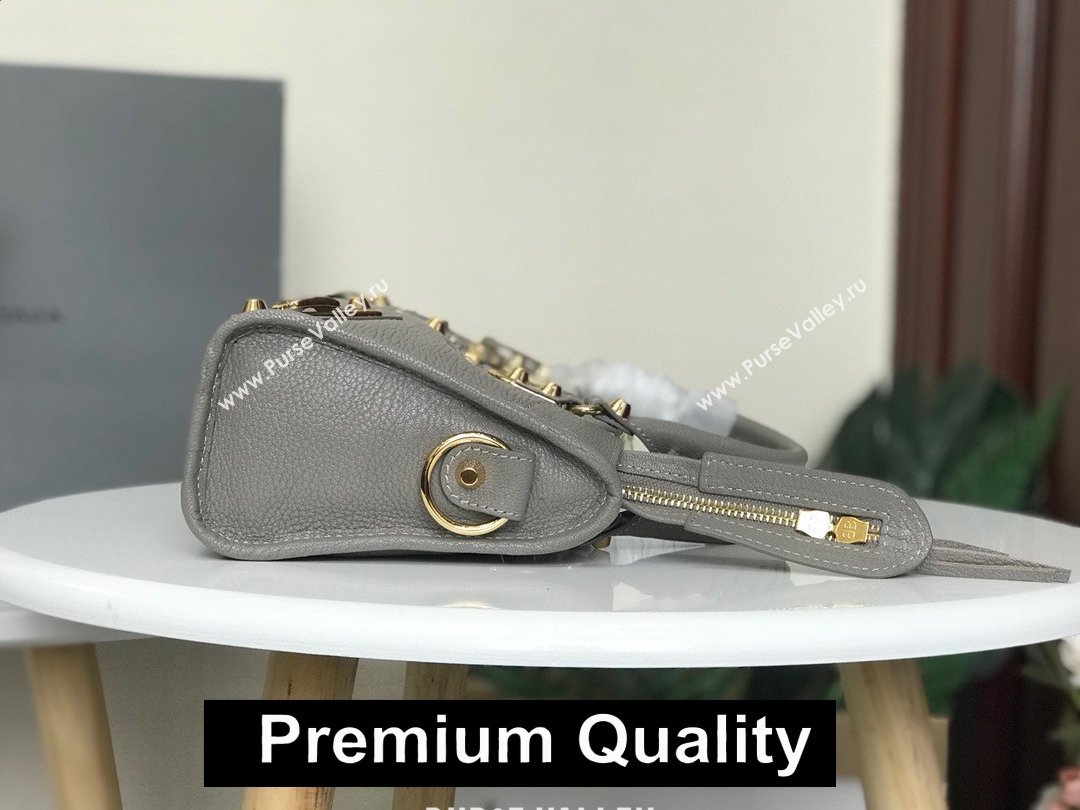 BALENCIAGA SHEEPSKIN CLASSIC METALLIC GOLD EDGE MINI CITY BAG ETAIN (3A025-2031)