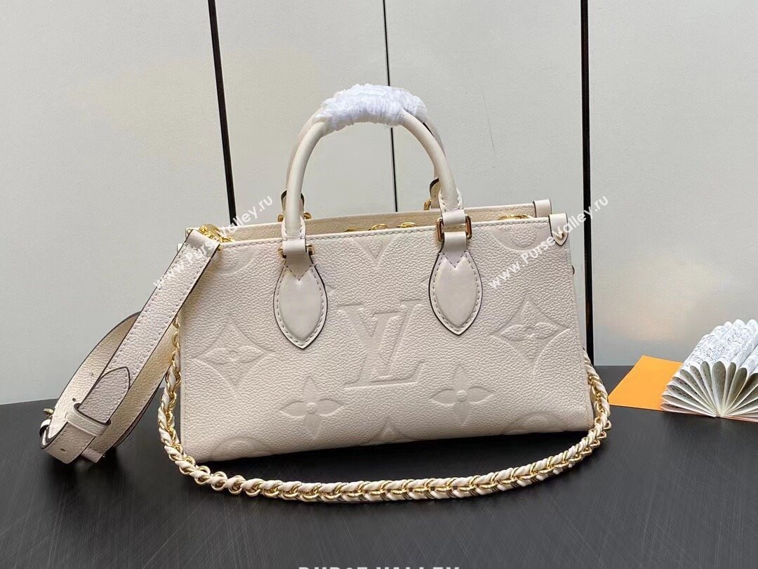 Louis Vuitton Embossed grained cowhide leather OnTheGo East West Bag M23698 Cream 2023 (weijian-23101805)