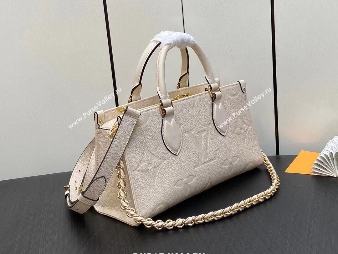 Louis Vuitton Embossed grained cowhide leather OnTheGo East West Bag M23698 Cream 2023 (weijian-23101805)